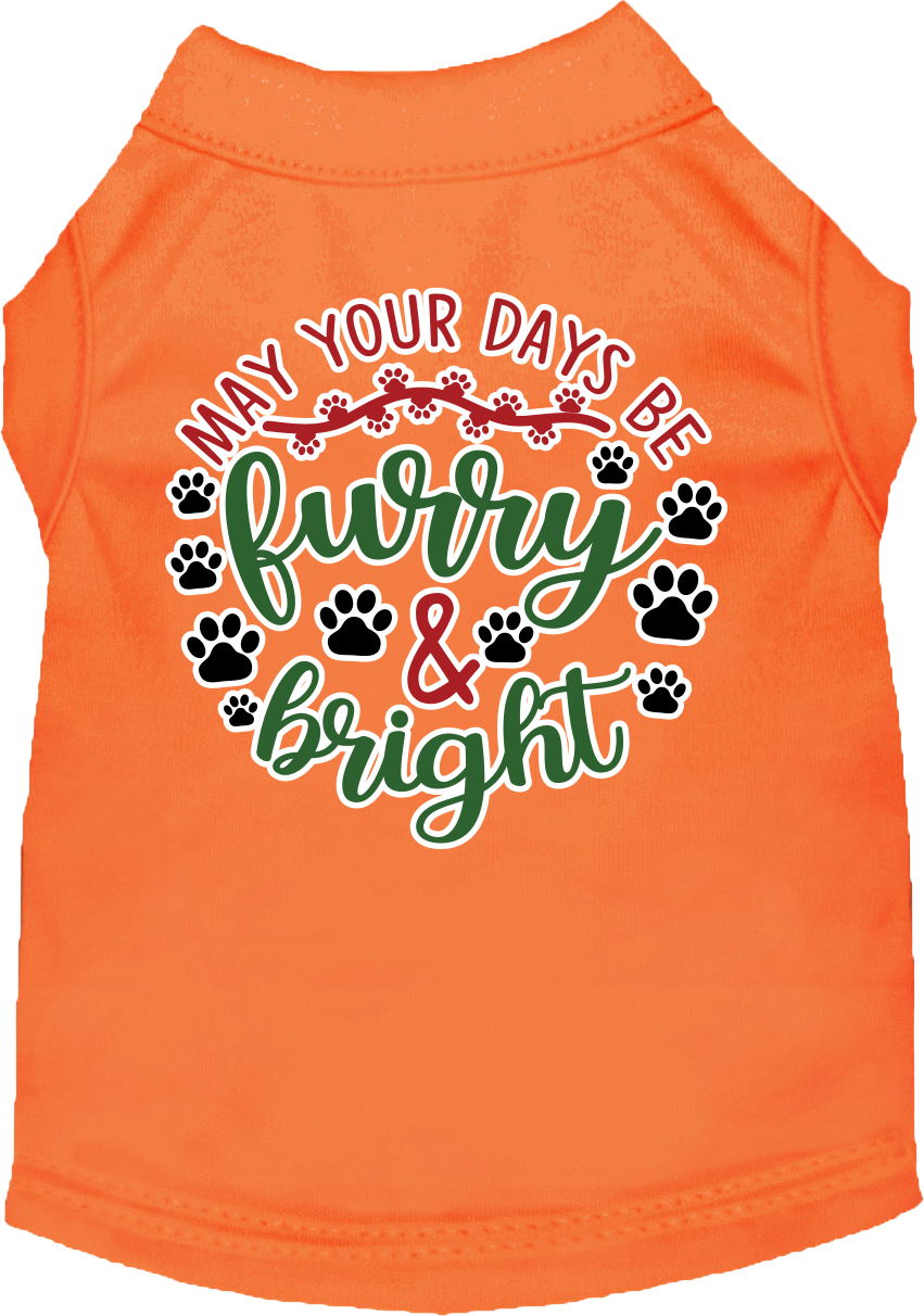 Furry and Bright Screen Print Dog Shirt Orange Size SM